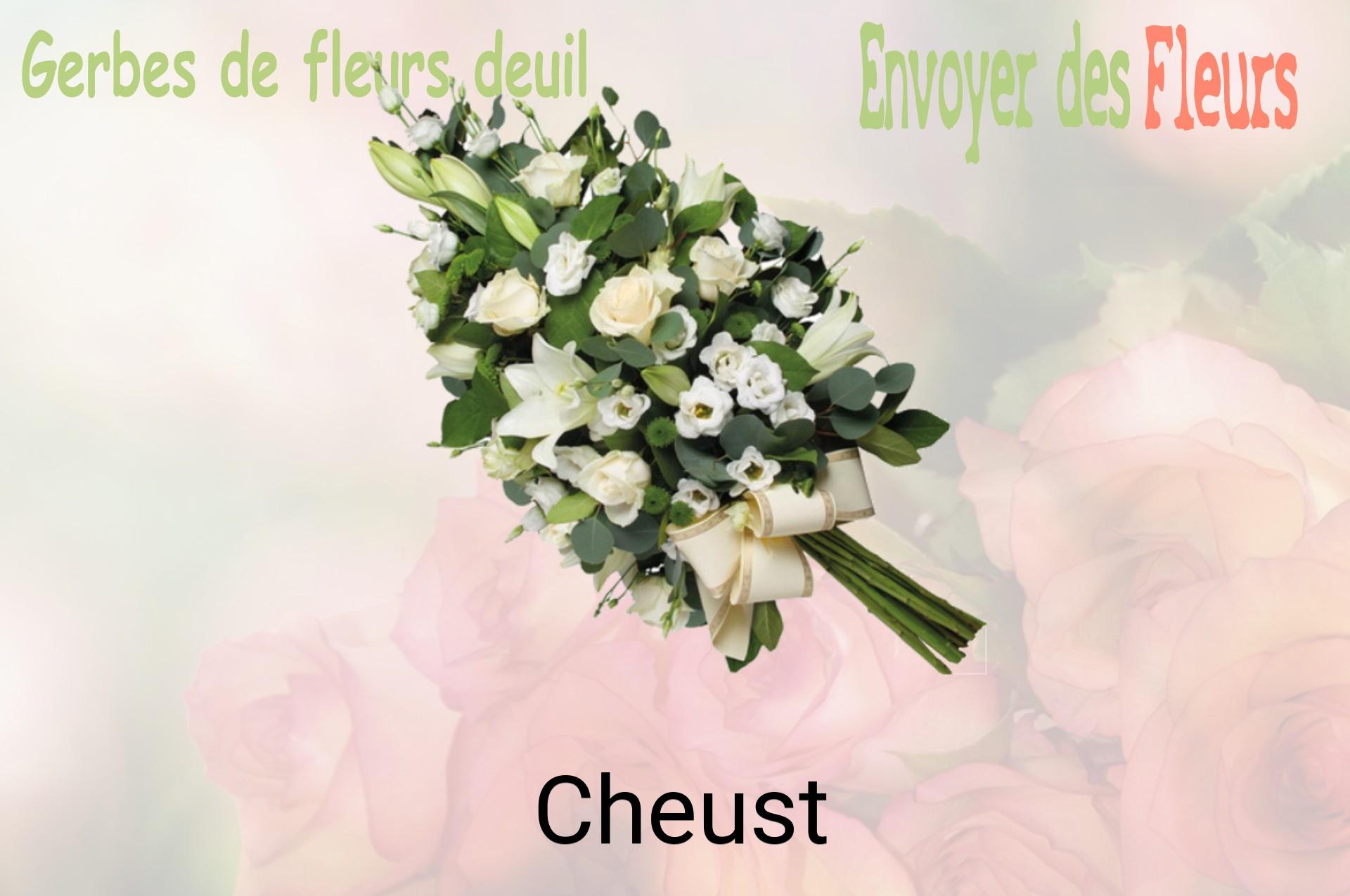 Gerbe de fleurs de deuil livrée à Cheust